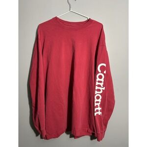 Carhartt Men's Red Loose Fit Longsleeve T shirt Size XL Arm Logo